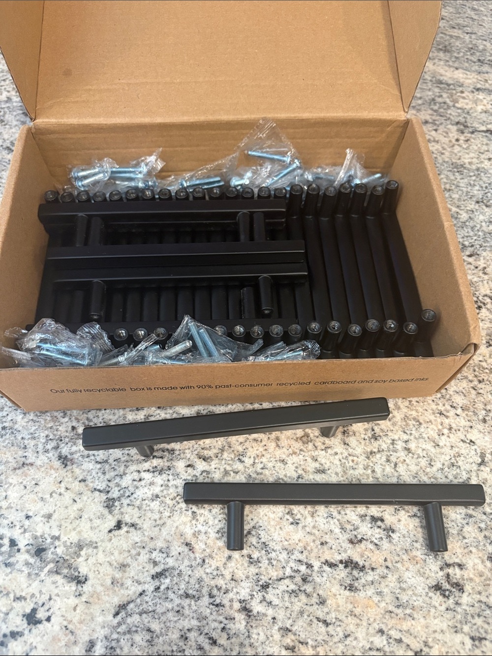 Matte Black T-Bar Drawer Pulls - Modern Cabinet Handles (Pack of 30) 3 3/4” CTC